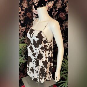 Motel Cow Print Spaghetti Strap Super Mini Dress Size Medium